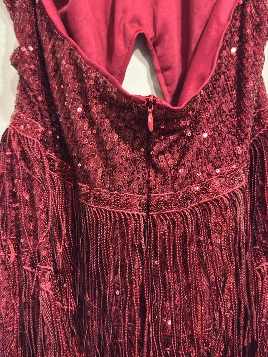 New Women's Sexy halter Sleeveless Bead Fringe Sequin Exposed Navel Dress (XL) - Picture 14 of 16